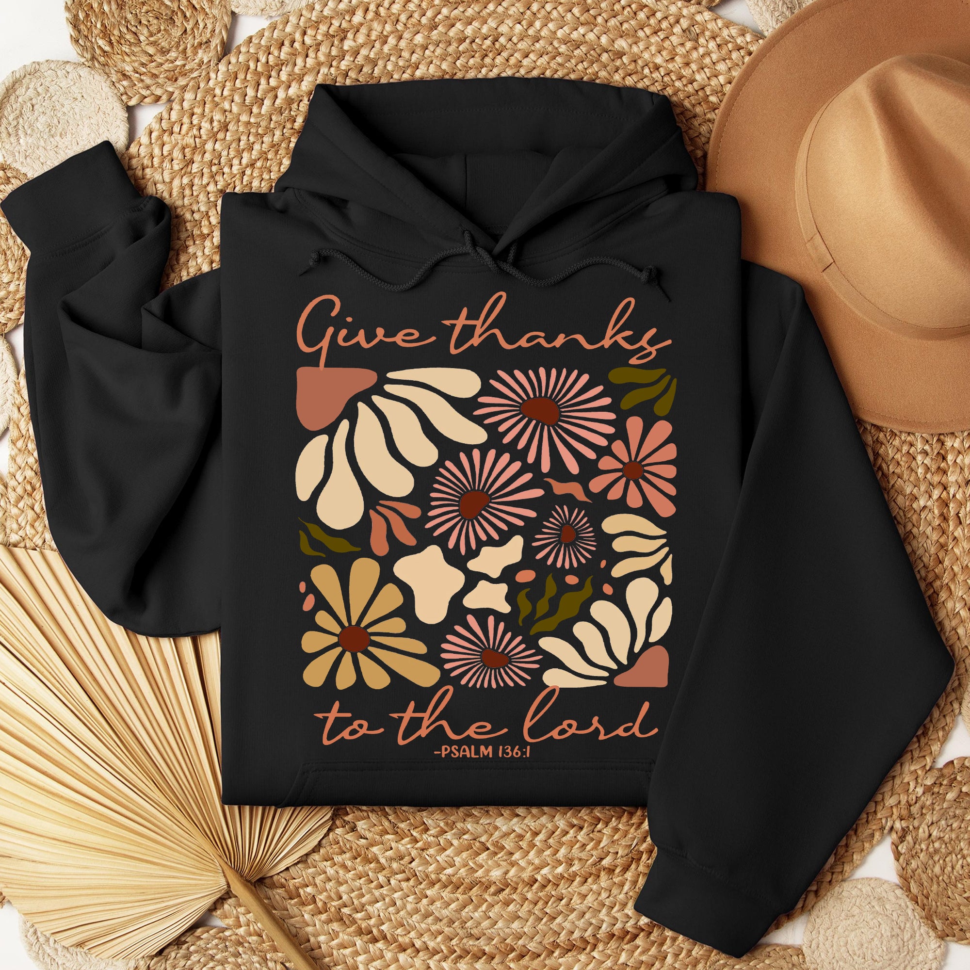 Give Thanks To The Lord Sweatshirt, Boho Floral Christian Sweatshirt, Fall Bible Verse Sweatshirt. ILAF24